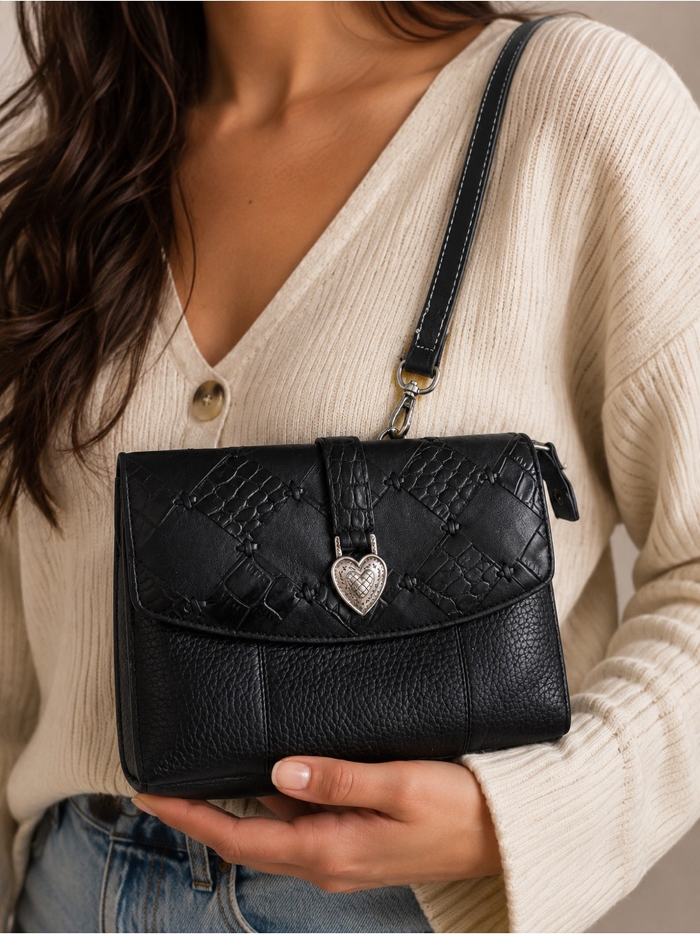 Brighton Black Crossbody Wallet Bag